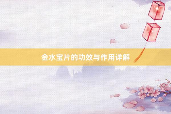 金水宝片的功效与作用详解